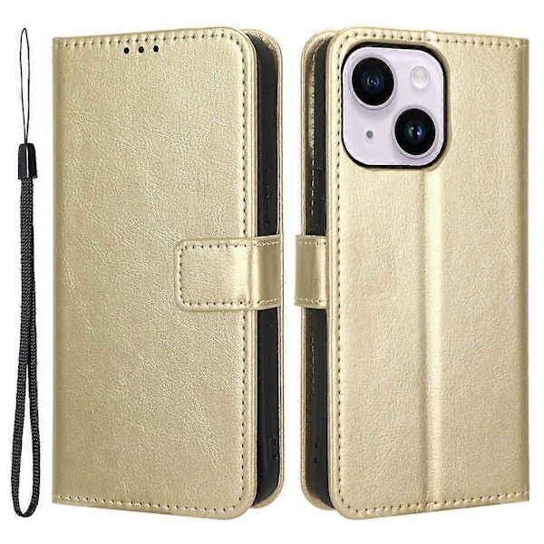 Telefoncover til iPhone 15 Plus Cover Crazy Horse Tekstur Læder Wallet Stand Shell Multicolor Style C