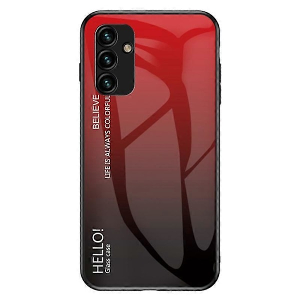 För Samsung Galaxy A34 5G Gradient Färg Telefonskal Härdat Glas+PC+TPU Skyddsfodral Multicolor Style A