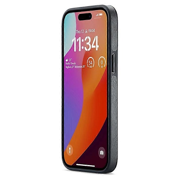 Skal för iPhone 15 med logovisning, anti-dropp PU-läderbelagd PC+TPU-skydd Multicolor Style E