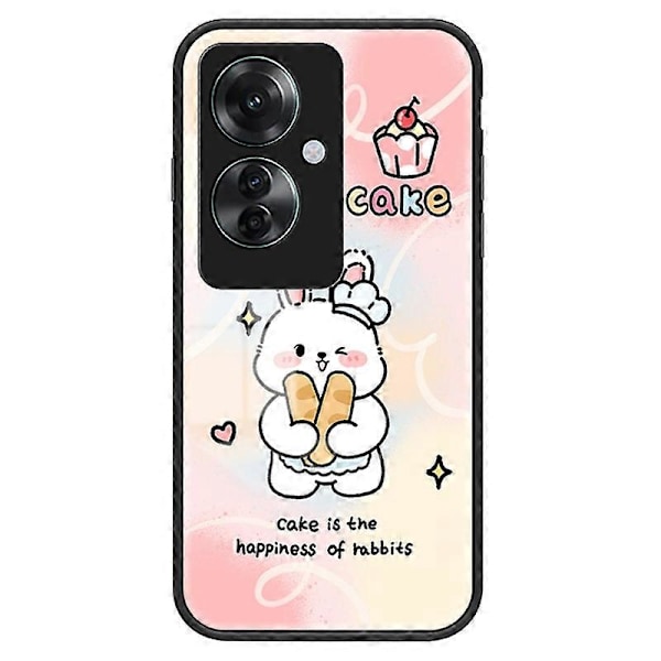 Til Oppo Reno11 F 5G Etui Tegneserie Dyreprint Hærdet Glas Stødsikkert Telefoncover Multicolor Style C