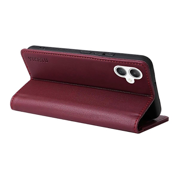 YIKATU YK-001 Etui til Samsung Galaxy A06 med stativ, læder telefoncover, stærk magnetisk lukning Multicolor Wine Red