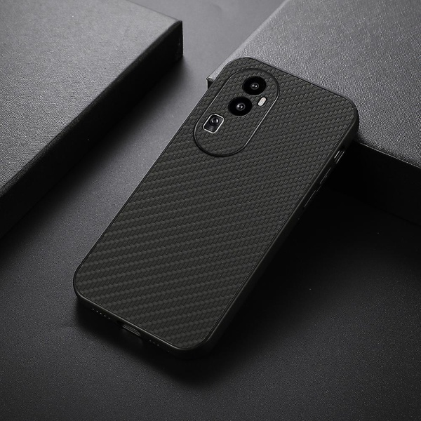 För Oppo Reno10 Pro+ 5g Carbon Fiber Texture Phone case Pu Läderbelagd TPU Anti-Scratch cover Black