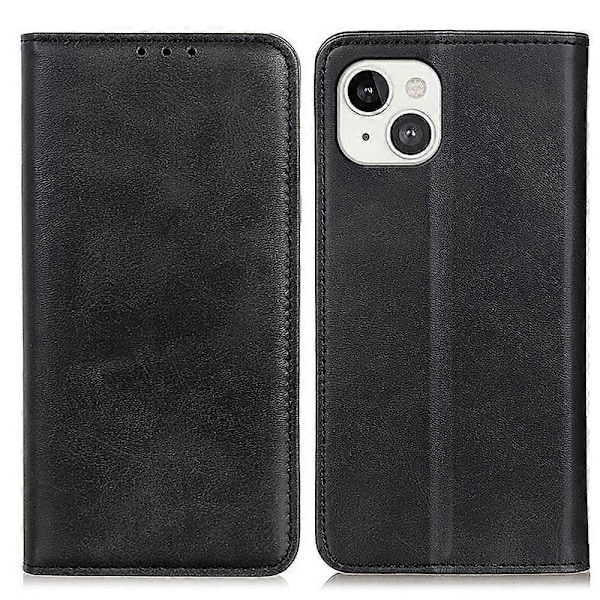 Splitlæder Magnetisk Auto-absorberende Wallet Telefon Stand Shell Case til iPhone 13 6.1 tommer Multicolor Style A