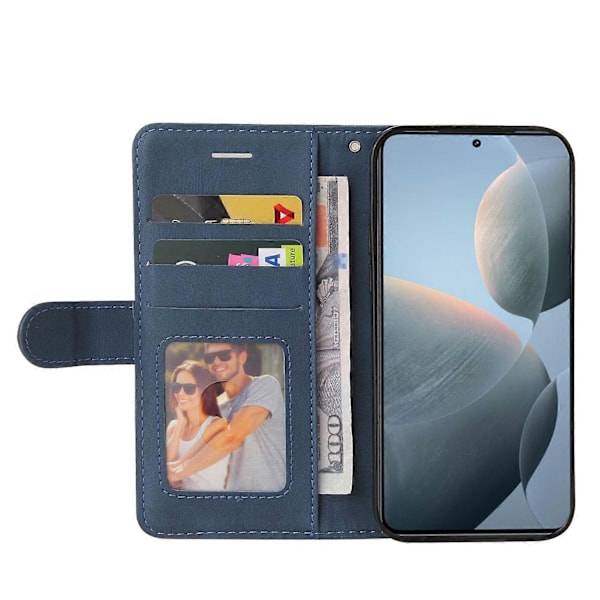 KT Læder Serie-1 Til Xiaomi 14T Læder Etui Farvesplejsning Telefon Cover Wallet Stand Multicolor Style B