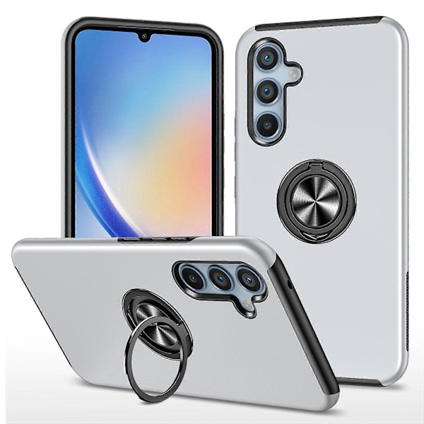 För Samsung Galaxy A34 5G Roterande Ring Ställ Mobilskal PC+TPU Anti-fall Baksida Multicolor Style G