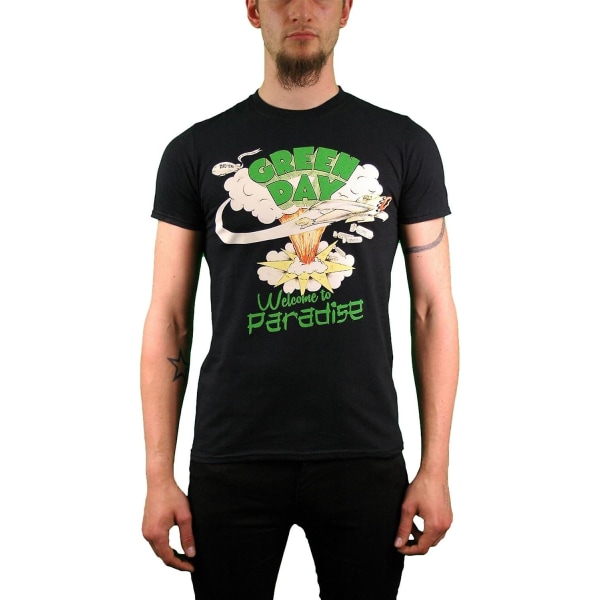 Green Day T-shirt för män Welcome To Paradise för män Black S