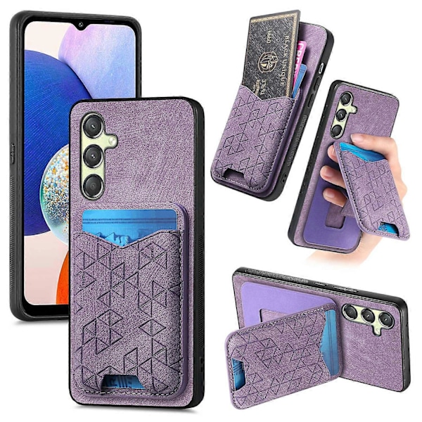 Til Samsung Galaxy A14 4G/5G Etui med Præget Mønster, Kortholder, Støttefod, Læder Bagside Cover Multicolor Style B