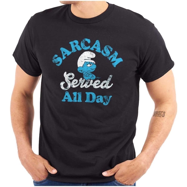 Grouchy Smurf Sarkasm Hela dagen Tecknad grafisk T-shirt män eller kvinnor Black M