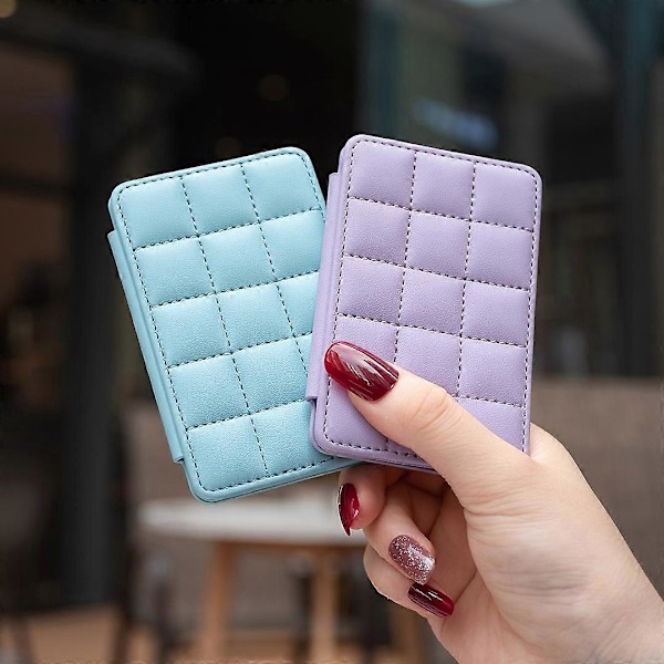 BFK01 3D-ruudukkokuvioinen puhelimen takakorttiteline, itseliimautuva PU-nahkainen korttitasku - Vihreä Multicolor Purple