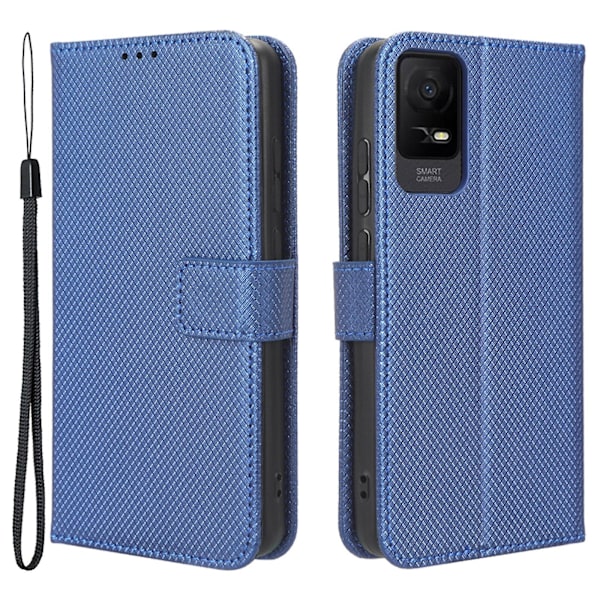 För Tcl Ion X Diamond Texture Läder Phone Case anti-scratch Cover Blue