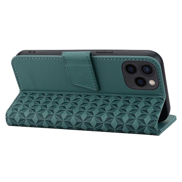 För iPhone 15 Pro Skal PU Läder Präglat Ställ Plånbok Telefonfodral Multicolor Style E