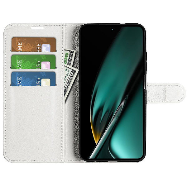 Phone case för Oppo K11 5g plånbok Litchi Texture Shell anti-scratch Stativ Pu Läder Cover White