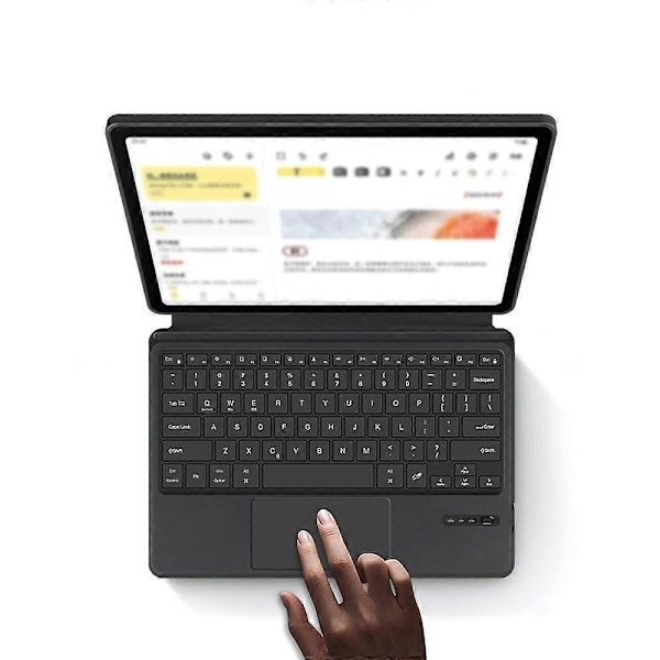 Läderfodral till Samsung Galaxy Tab S10+ + Touchpad Bluetooth-kompatibelt tangentbord med bakgrundsbelysning