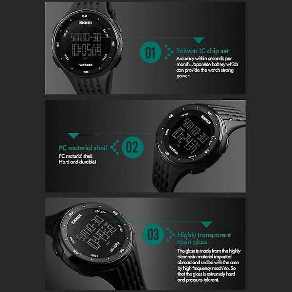 Skmei 1219 Men Multi-function Electronic Watch Silver