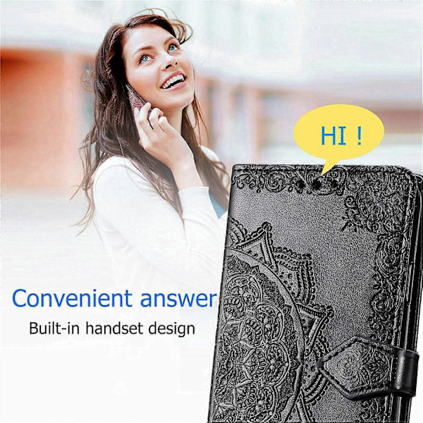 Til Samsung Galaxy S24 FE Etui Mandala Præget Design Læder Wallet Telefon Cover - Grå Multicolor Black