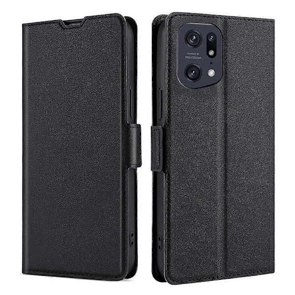 Sidomagnetiskt PU-läderfodral med stativ, stöttåligt TPU-kortfack, foliofodral för Oppo Find X5 Pro