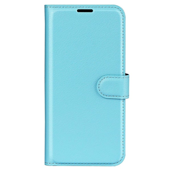 Stativ Phone case För Iphone 15 Plus Pu Läder Litchi Texture Wallet Folio Flip Cover Blue