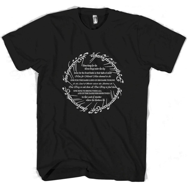 Sagan om ringen The One Ring Poem Män Svart Tee Shirt Black XL