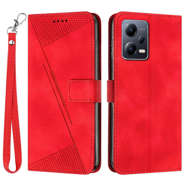 Telefonfodral för Xiaomi Redmi Note 12 Pro+ 5G, PU Läder Triangel Präglat Plånboksställ Skydd Multicolor Style B