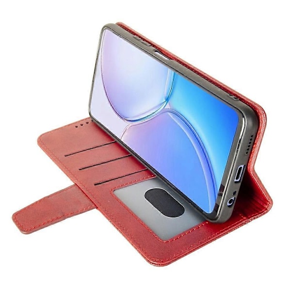 IDEWEI Honor 300 Pro -kotelo, nahkalompakko, puhelinkotelo, jalusta, vasikannahkajäljitelmä Multicolor Red