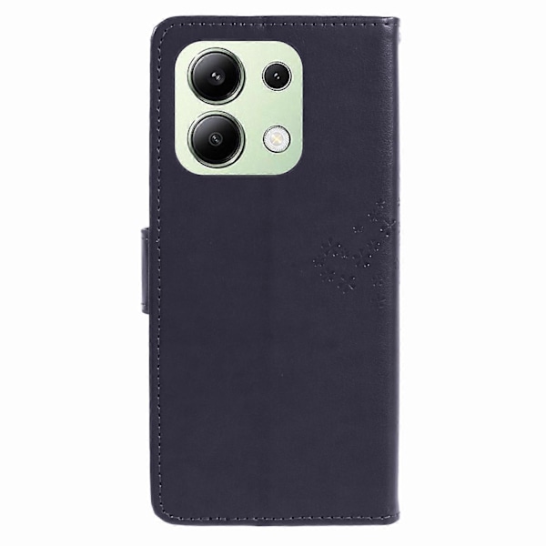 Til Xiaomi Redmi Note 13 4G Mobiltelefon Etui Ugle Træ Præget PU Læder Stå Cover Multicolor Dark Purple