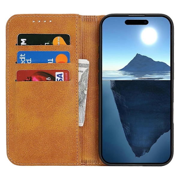 För iPhone 16 Pro Fodral PU Läder Kalvtexturerad Magnetisk Stängning Smart Telefonskydd Multicolor Style E