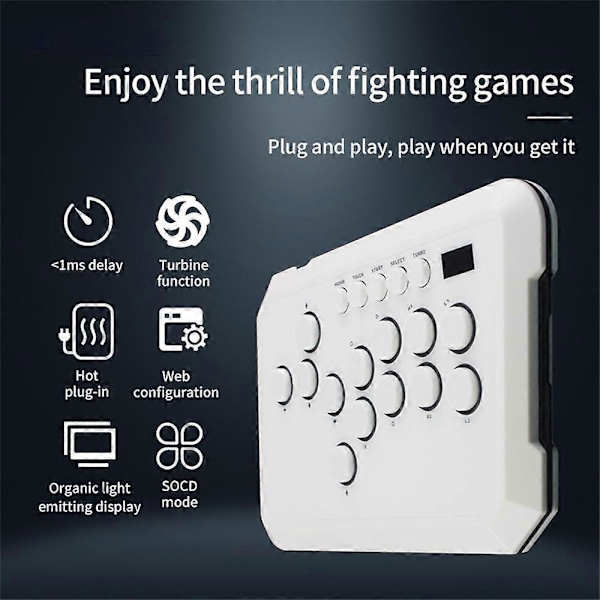 A50 Hitbox Controller Fighting Game Keyboard Button Rim Leverless Joystick for PC/PS4/PS5/Steam