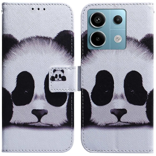 Læderetui med stativ til Xiaomi Redmi Note 13 Pro 5G/Poco X6 5G, 3D kreativt mønsterdesign Multicolor Panda