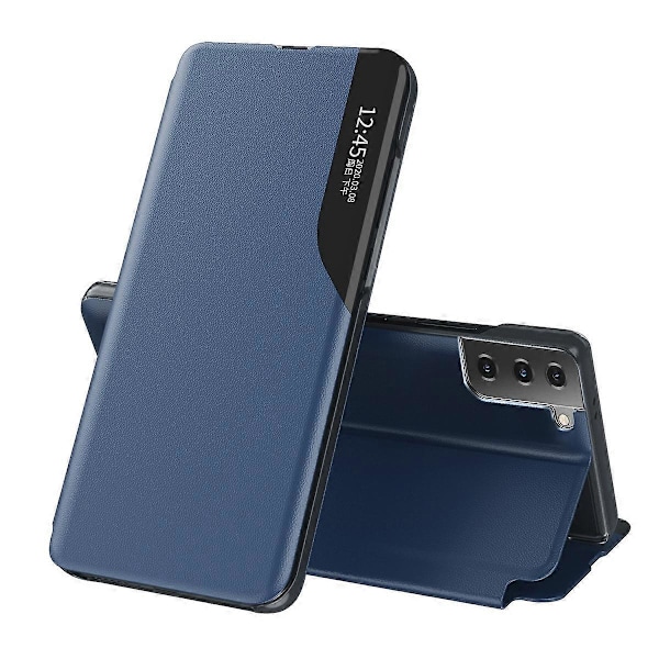 View Window Flip Læder Telefon Stand Case Cover til Samsung Galaxy S21+ 5G Mobiltelefontilbehør Multicolor Style E