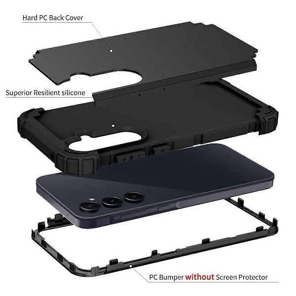 L-Style Samsung Galaxy A55 5G -kotelo, naarmuuntumaton PC+TPU-puhelinkuori Multicolor Style D