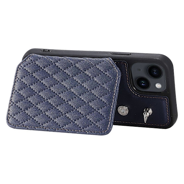 Stil 008 För iPhone 15 Plus RFID-blockerande Stöttåligt Skal PU+TPU Mobilskal med Remmar Multicolor Style E