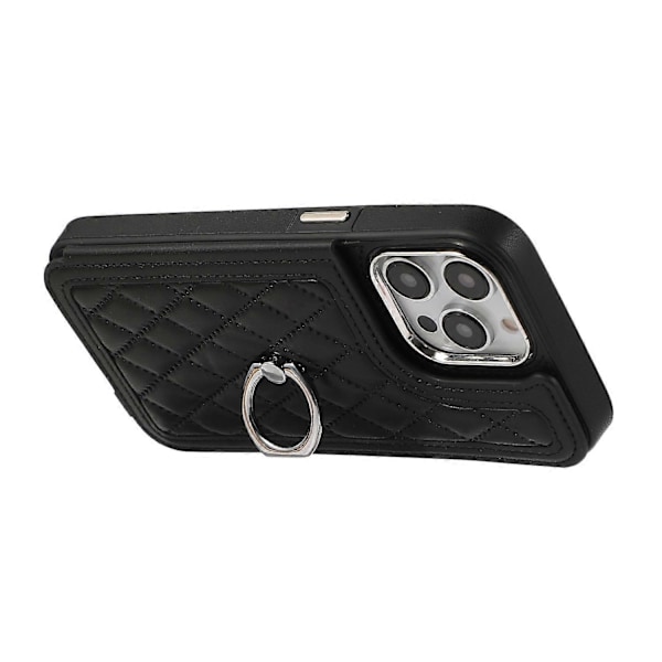 Til iPhone 16 Pro Max Cover TPU+PU Læder Telefon Cover med Ring Støttefod og Skulderrem Multicolor Style C