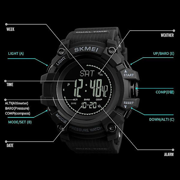 Skmei 1358 30m vattentät digital watch Army Green