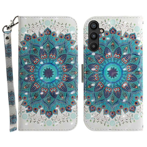 Til Samsung Galaxy A54 5G PU Læder 3D Mønster Print Støtteben Tegnebog Telefon Cover med Rem Multicolor Style I