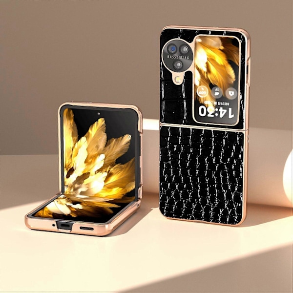 Til Oppo Find N3 Flip 5G Etui Krokodille Tekstur Ægte Ko Læder+PC Telefon Cover Multicolor Style A
