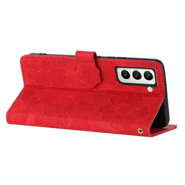Til Samsung Galaxy S22 5G Stødsikkert PU Læder Telefon Cover Stativ Wallet Blomster Præget Telefon Cover Multicolor Style D