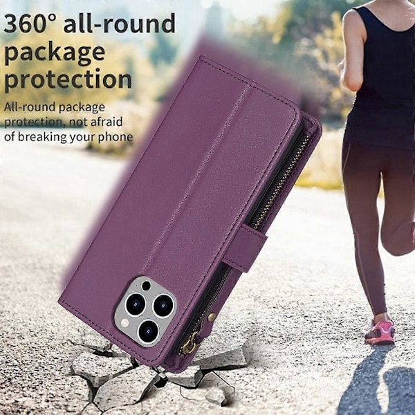 BF Style-19 PU Læder Telefon Cover Flip Wallet Stand med Lynlåslomme til iPhone 15 Pro Max Multicolor Style C