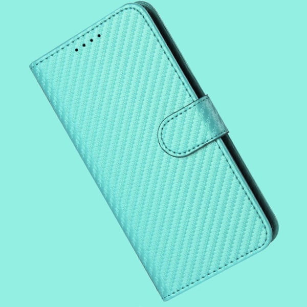 Plånboksfodral för iPhone 17 Pro Max med rem, kolfibertextur läder mobilskal Multicolor Light Blue
