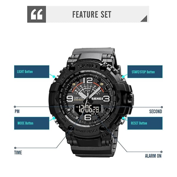 Skmei 1617 Double Nights Dial Watch, Färg: Svart Not Specified