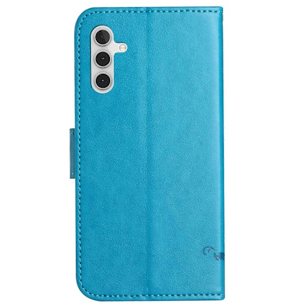 Samsung Galaxy S23 FE PU-nahkakukkaro puhelinkotelo perhos- ja kukkaprintillä, jalustalla Multicolor Style A