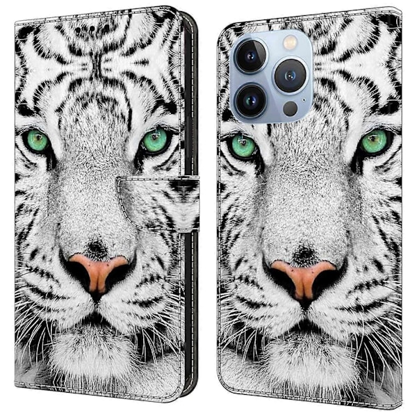 Fodral för iPhone 16 Pro Max, mönstertryckt skyddande skal TPU+PU Läder Flip Fodral Multicolor Style D