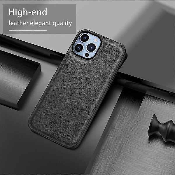 Stöttåligt mobilskal för iPhone 15 Pro Retro PU-läderbelagd TPU+PC Baksida Multicolor Style D