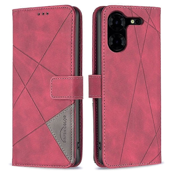 BINFEN COLOR BF05 Til TECNO Pova 5 Pro 5G Etui PU Læder Flip Stand Telefon Cover - Grå Multicolor Red