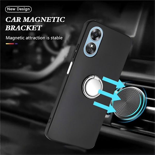 Skal för Oppo A18 4G/A38 4G med Ställ Magnetisk Bilhållare TPU Mobilskal Multicolor Style C