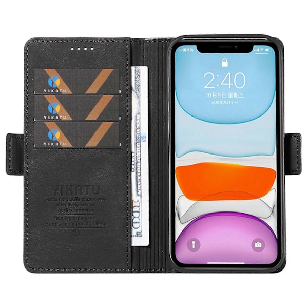 YIKATU YK-005 PU Læder Flip Cover til iPhone 11, Wallet Stand Hud-berørings Telefon Cover Multicolor Style E