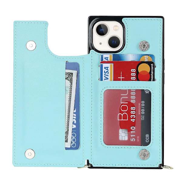 RFID-suojattu lompakkokotelo iPhone 15:lle TPU+PU-jalustalla ja olkahihnalla Multicolor Style D
