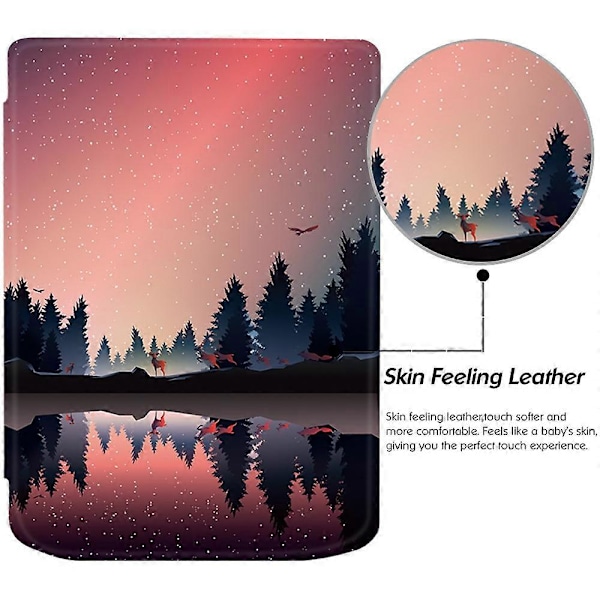 Læderetui til PocketBook Verse Pro E-læsercover med automatisk dvale/vækning - tid til at rejse Multicolor Nightfall