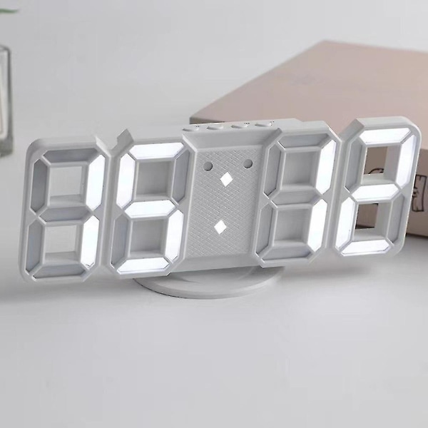 Hvidt Lys Skrivebord Stille Soveværelse 12 24 Timer Dato LED Digitalt Vægur As shown