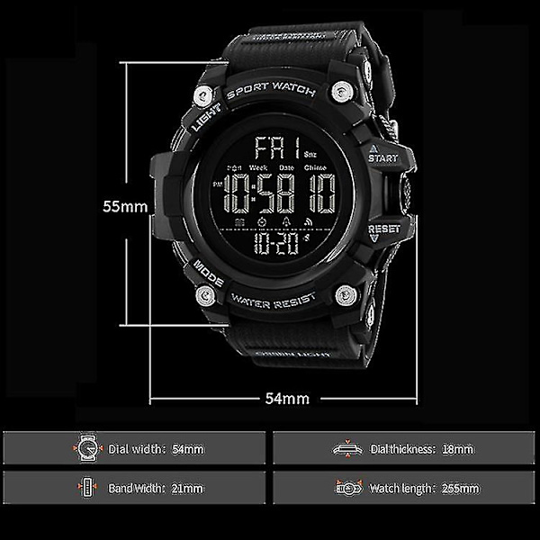 Skmei 1384 Utendørs Vanntett LED Elektronisk Klokke Black