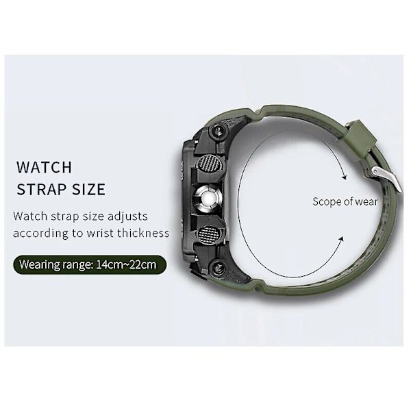 Smael New Sport Watch Herr 50m Vattentät klocka Alarm Reloj Hombre 1545d Dual Display Armbandsur Quartz Military Watches For Herr CamoKhaki